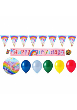 Zestaw dekoracji Happy Birthday Jednorożec 10szt