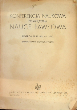 Konferencja naukowa poświęcona nauce Pawłowa