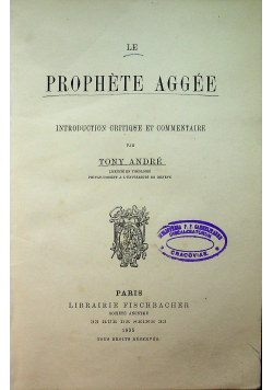 Le Prophete Aggee 1895 r.