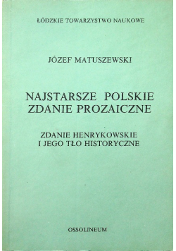 Najstarsze polskie zdanie prozaiczne