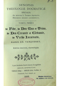 Synopsis Theologiae Dogmaticae 1906r