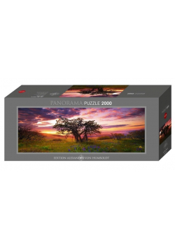 Puzzle 2000 Dąb o zachodzie słońca