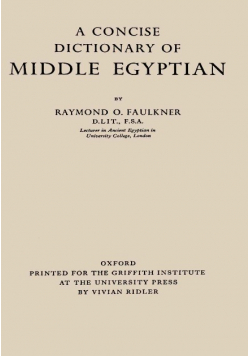 A Concise Dictionary of Middle Egyptian