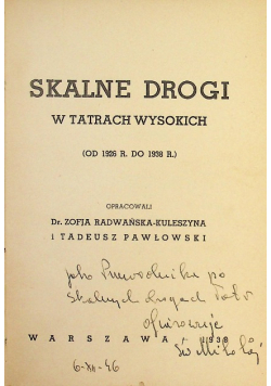 Skalne drogi w Tatrach Wysokich 1938 r.