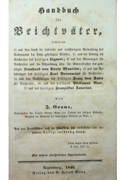 Handbuch fur beichtvater 1846 r