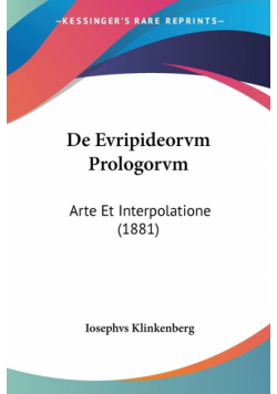 De Evripideorvm Prologorvm