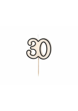 Świeczka urodzinowa 30 biało-czarny 5,5cm