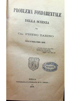 Problema Fondamentale Della Scienza 1878 r
