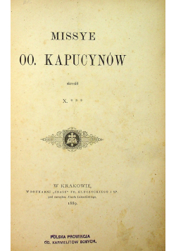 Missye OO Kapucynów 1889 r.
