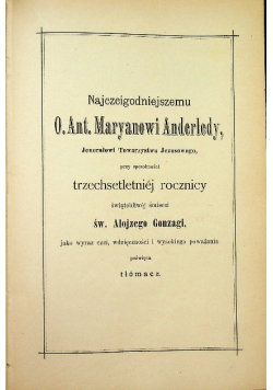 Życie Św. Alojzego Gonzagi, 1891 r.