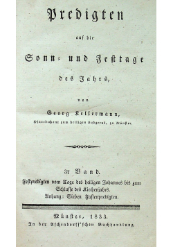 Predigten auf die Sonn und festtage des Jahrs  1833 r