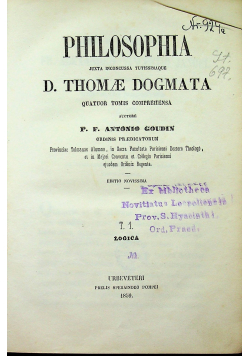 Goudin Philosophia Thomistica 1859 r