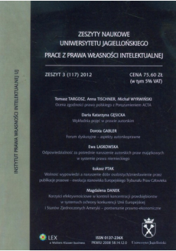 Zeszyty naukowe Uniwersytetu Jagiellońskiego 3(117) 2012