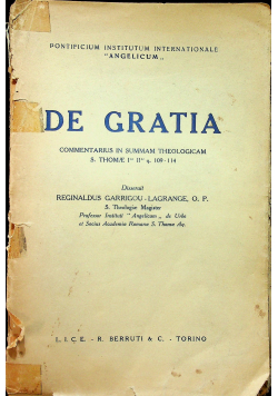 De gratia commentarius in summam theologicam 1946 r.