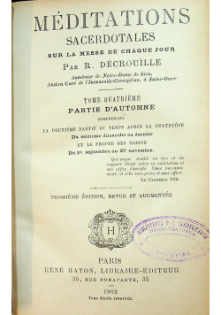 Meditationes sacerdotales Tom IV 1902 r.