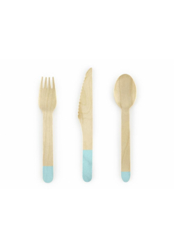 Sztućce drewniane miętowe 16cm 18szt
