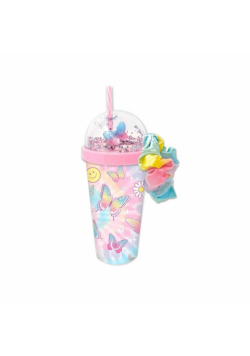 Kubek z gumką do włosów Scrunchie Motylki