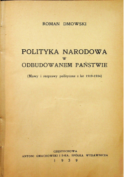 Roman Dmowski Pisma IX 1939 r.