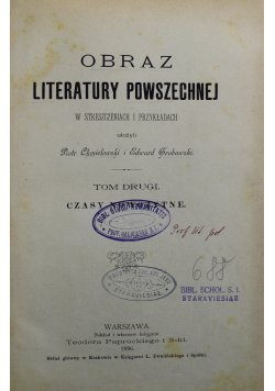 Obraz literatury powszechnej Tom II 1896 r.