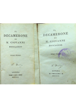 Il Decamerone Tomo Primo Tomo Terzo 1802