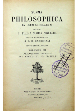 Summa Philosophica in usum scholarum Volumen III 1926 r.