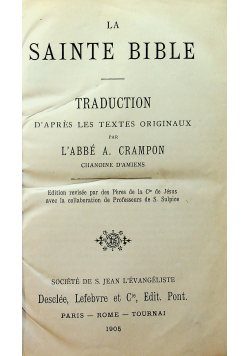 La Sainte Bible 1905 r.
