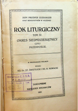 Rok liturgiczny Tom IV 1931 r