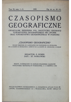 Czasopismo geograficzne tom XI zeszyt 1 i2