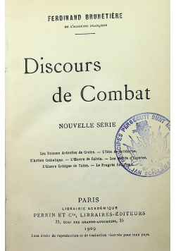 Discours de Combat 1909 r