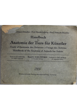 Handbuch Anatomie der Tiere fur Kunstler ok 1922 r.