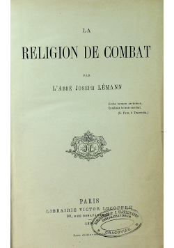 La Religion de Combat 1891 r.