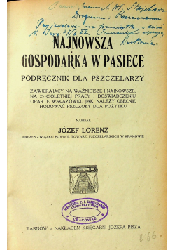 Najnowsza gospodarka w pasiece 1921 r