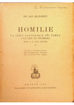 Homilie Na listy św Pawła Tom 8 1949 r.