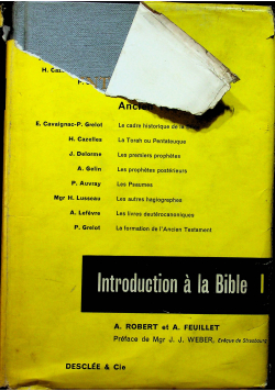 Introduction a la Bible Tome I Introduction generale ancien Testament