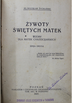 Żywoty Świętych Matek 1927 r.