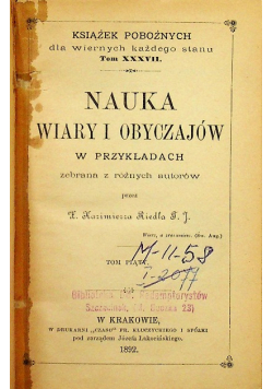 Nauka wiary i obyczajów w przykładach, 1892 r.