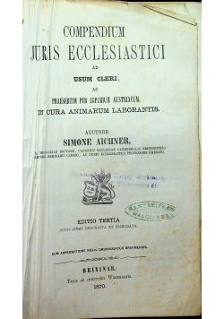 Compendium Juris Ecclesiastici 1870 r.