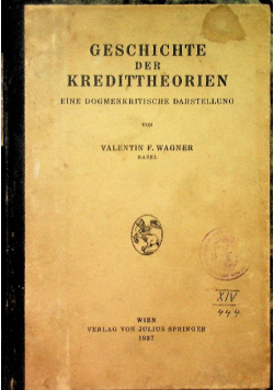 Geschichte Der Kredittheorien 1937 r.