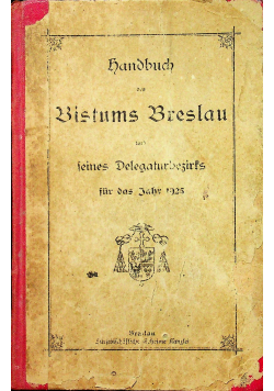 Handbuch des Bistums Breslau ok 1925 r.