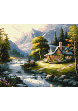 Malowanie po numerach - Dom w górach 40x50cm