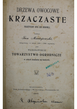 Drzewa owocowe krzaczaste 1907 r.