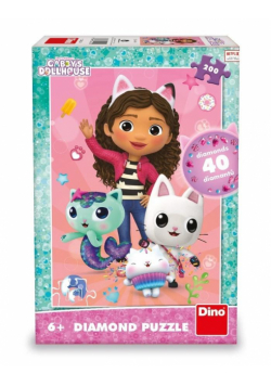 Puzzle 200 z diamencikami, Koci Domek Gabi