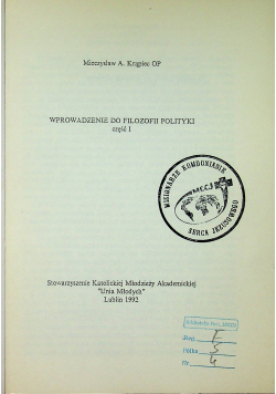 Wprowadzenie do filozofii polityki część I