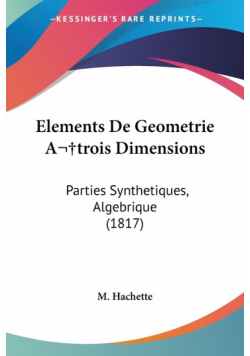 Elements De Geometrie A trois Dimensions