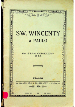 Św. Wincenty a Paulo 1938 r.