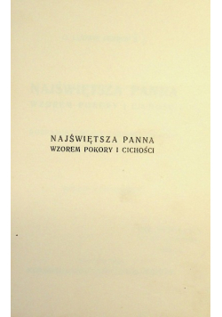 Najświętsza Panna wzorem pokory i cichości 1934 r.