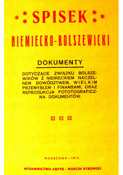 Spisek niemiecko bolszewicki Reprint 1919 r