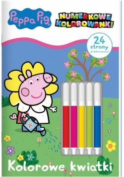 Kolorowe kwiatki. Świnka Peppa. Numerkowe kolorowanki