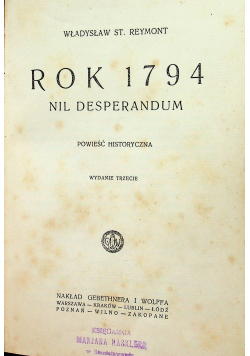Rok 1794  Nil Desperandum 1925 r