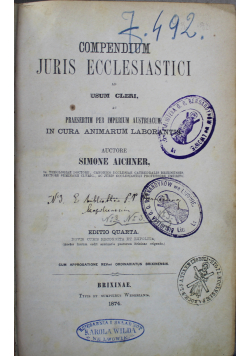 Compendium juris ecclesiasrici ad usum cleri 1875 r